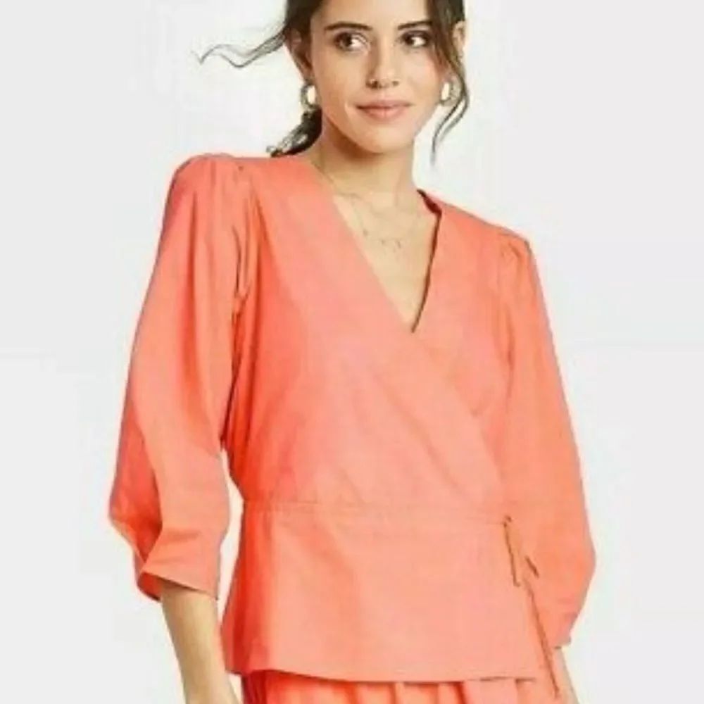 NWT a. new day 100% cotton faux wrap style top